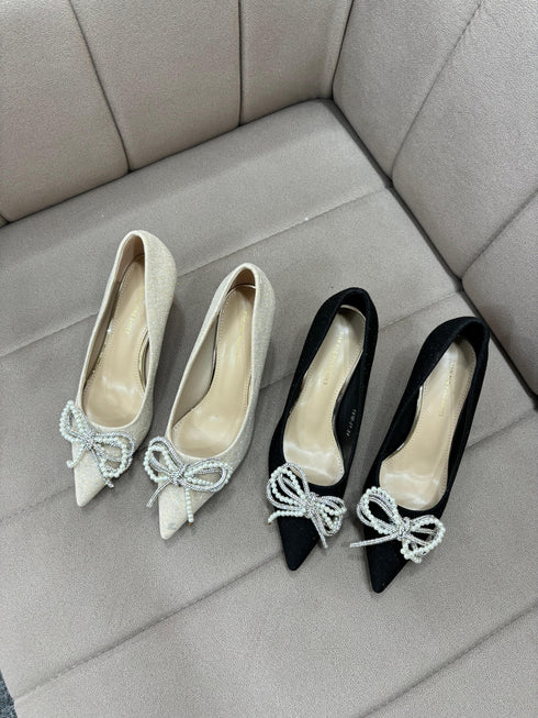 Women Glitter Knot-Tow Mid Heel